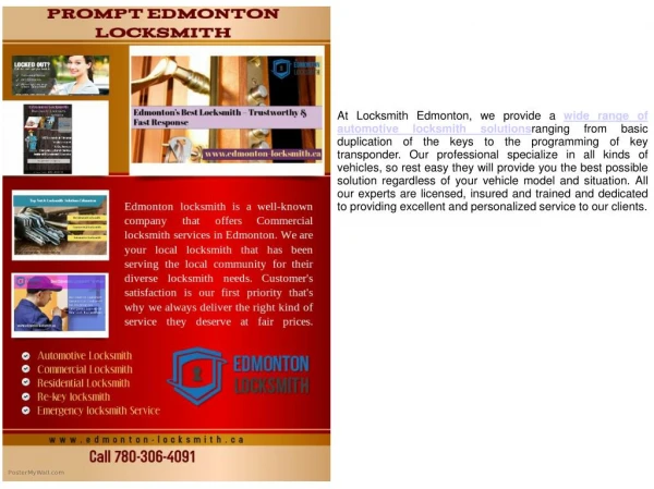 Affordable Automotive Locksmith Services Edmonton, Alberta