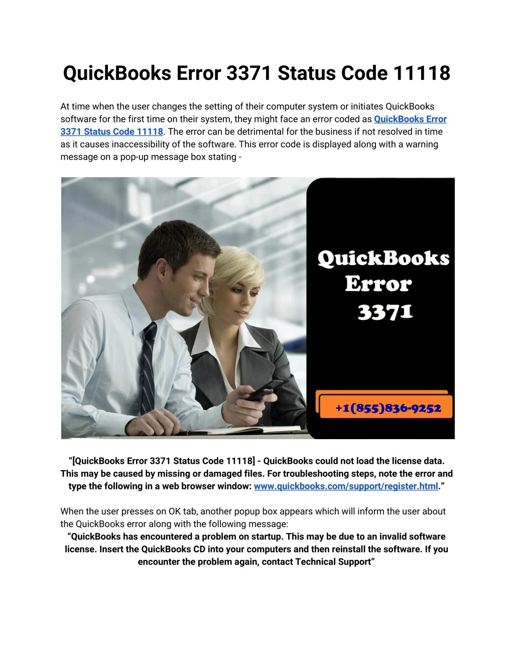 quickbooks error 3371 status code 11118 at time