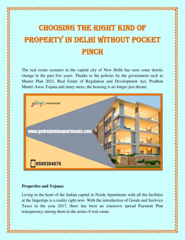 Choosing the Right Kind of Property in Delhi without Pocket Pinch