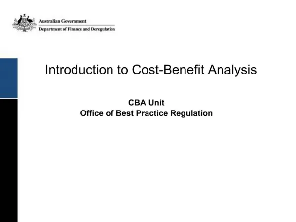 Introduction to Cost-Benefit Analysis