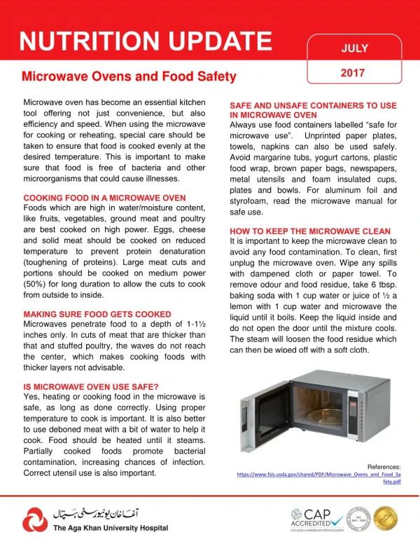 Microwave oven and food safety