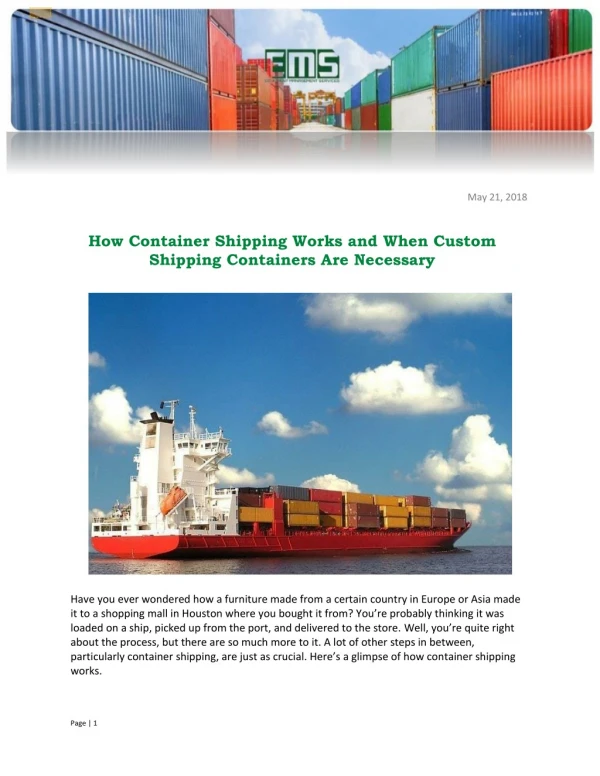 How Container Shipping Works and When Custom Shipping Containers Are Necessary