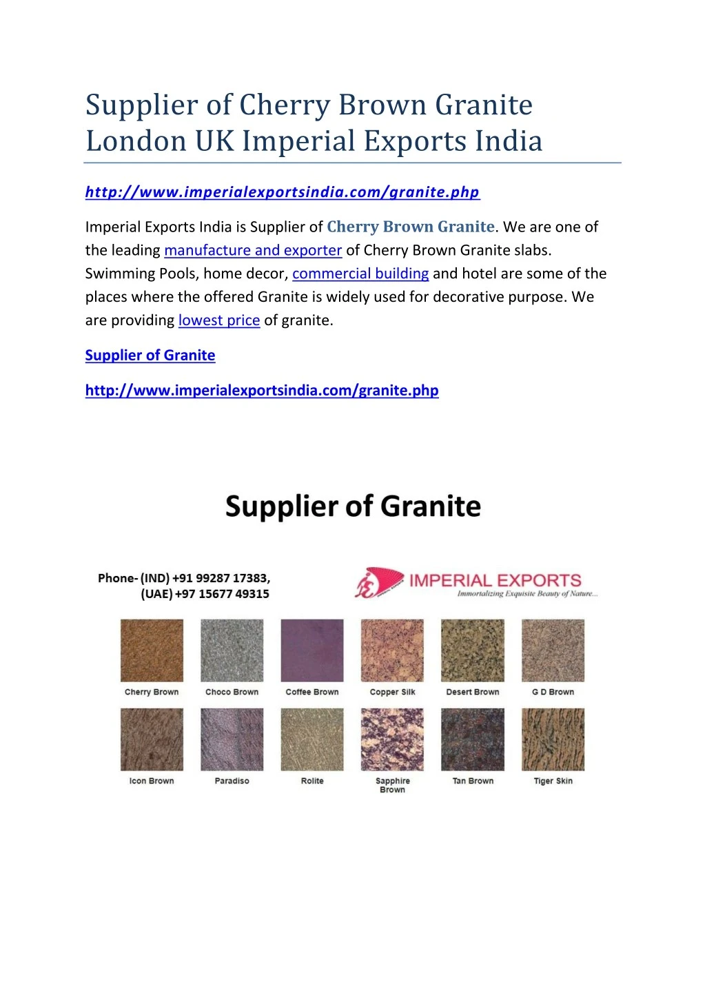 supplier of cherry brown granite london