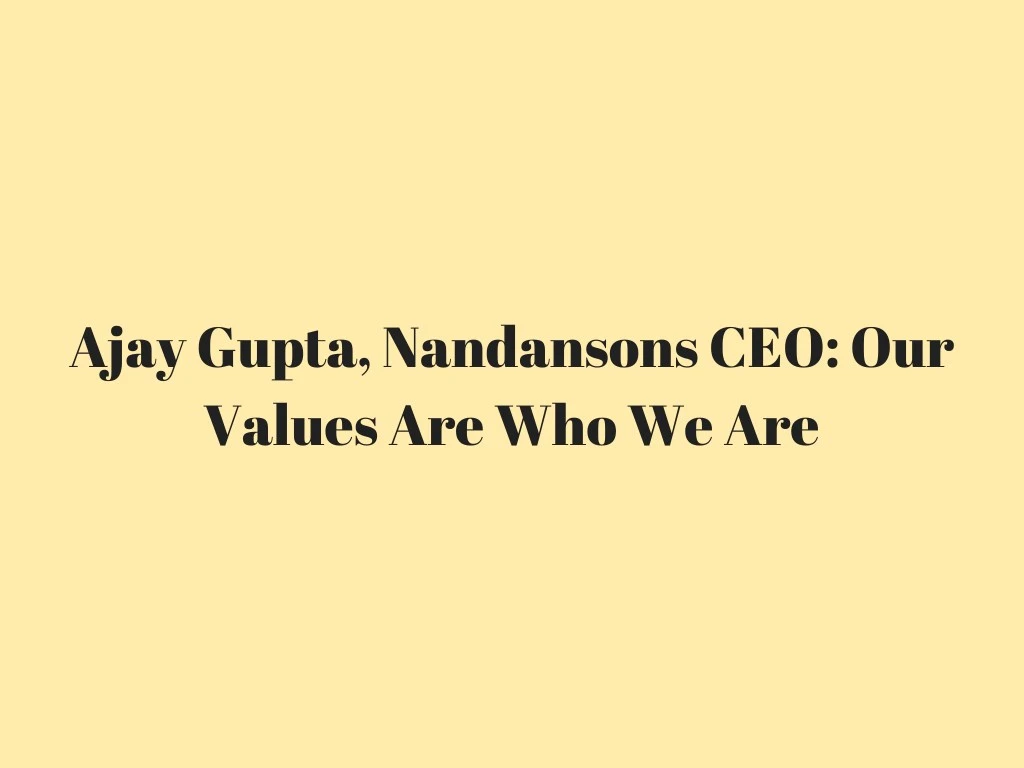 ajay gupta nandansons ceo our values