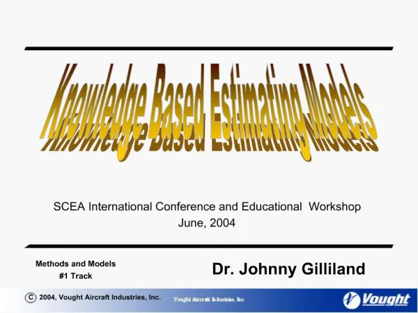 SCEA International Conference and Educational Workshop June, 2004