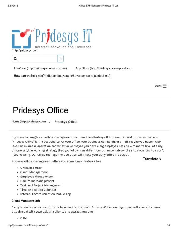 Office ERP Software | Pridesys IT Ltd