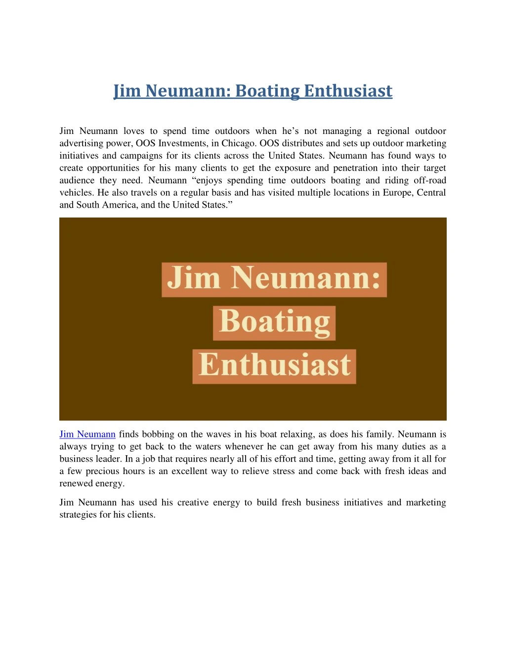 jim neumann boating enthusiast