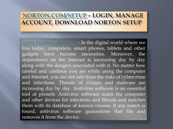 Norton.com/setup - Norton Setup download & activate