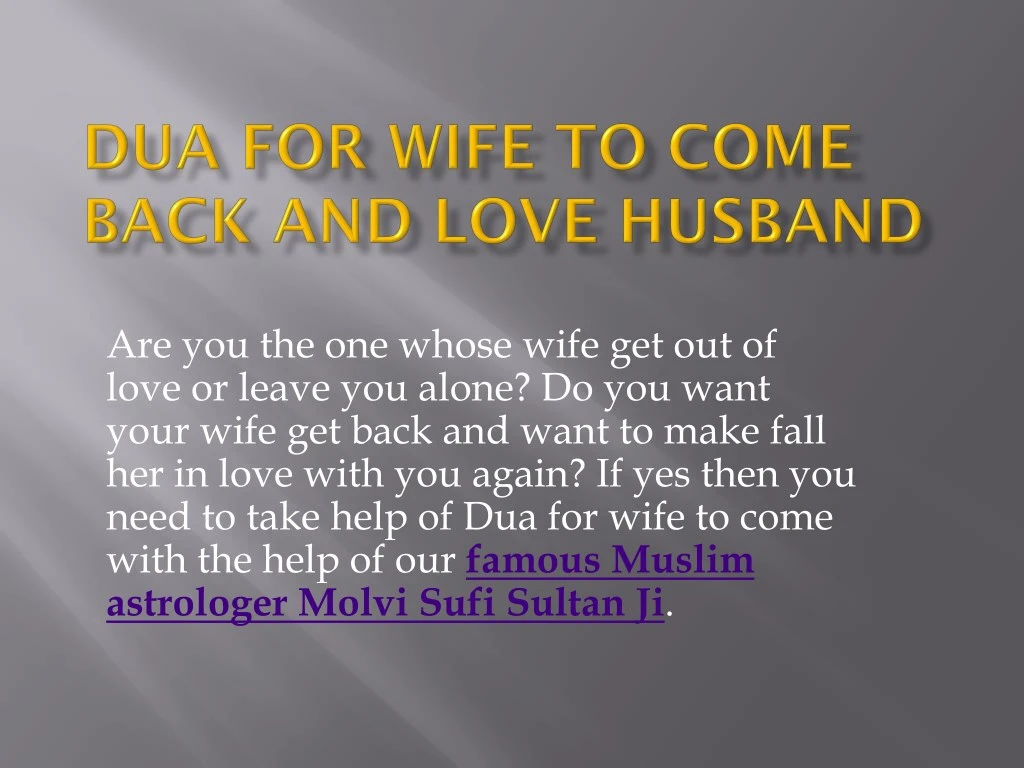 are you the one whose wife get out of love