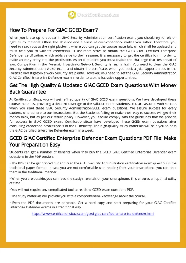 GCED GIAC Certified Enterprise Defender Exam Questions And Answers