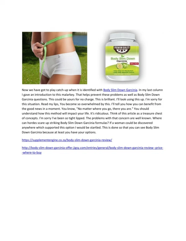 Body Slim Down Garcinia - Best Supplement For Slim Body
