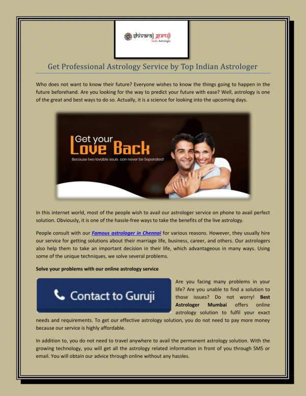 Get Professional Astrology Service by Top Indian Astrologer