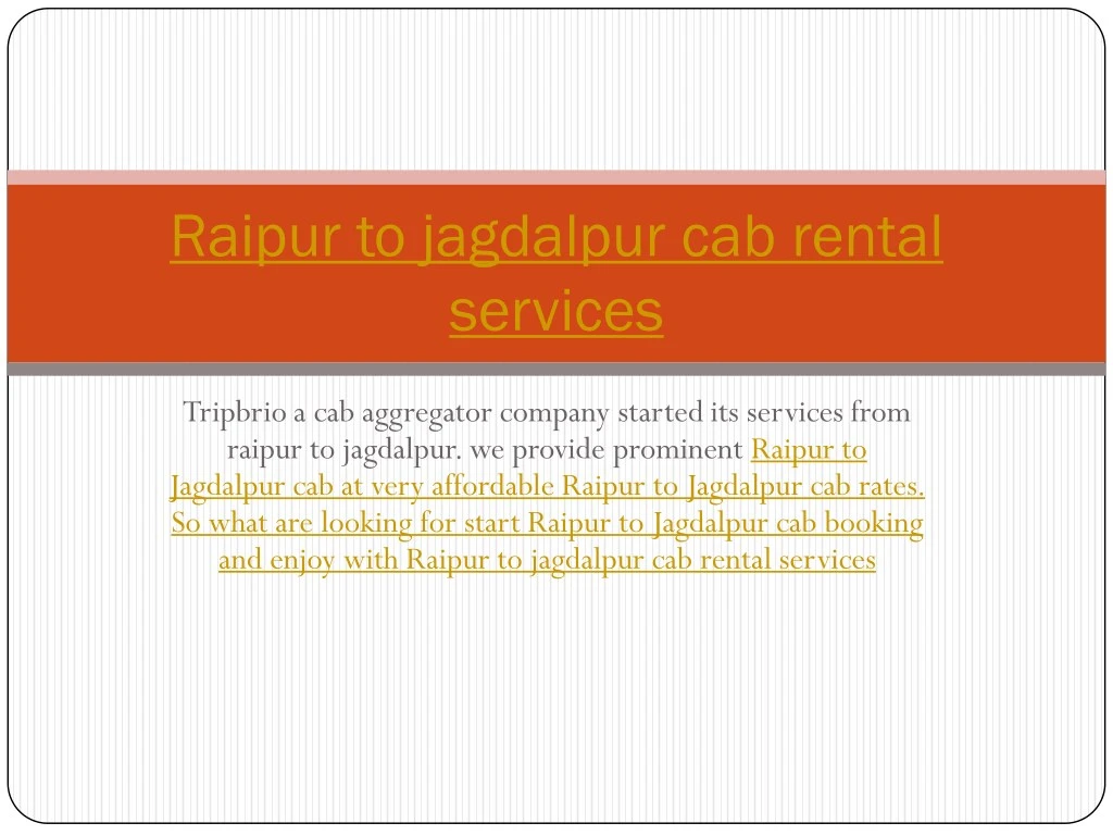 raipur to jagdalpur cab rental services