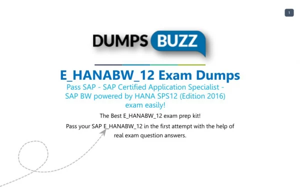 E_HANABW_12 VCE Dumps - Helps You to Pass SAP E_HANABW_12 Exam