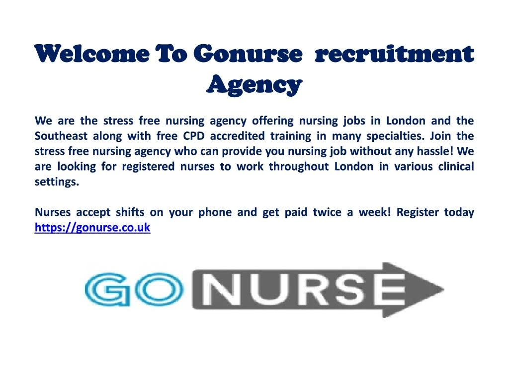 welcome to gonurse recruitment agency