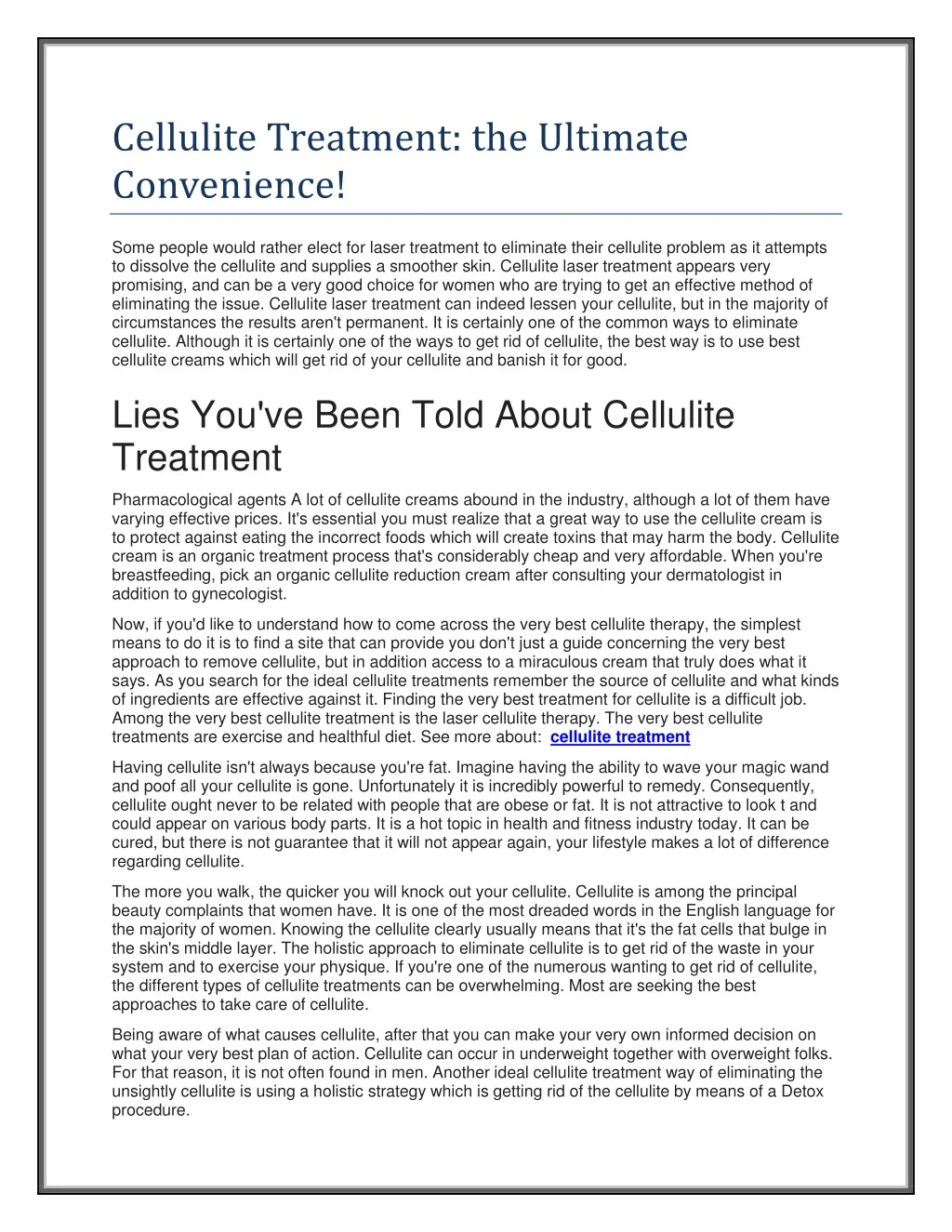 cellulite treatment the ultimate convenience