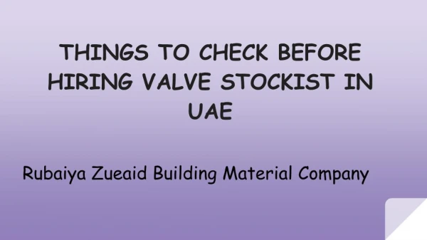 Valve Stockist in UAE - RZBM Dubai