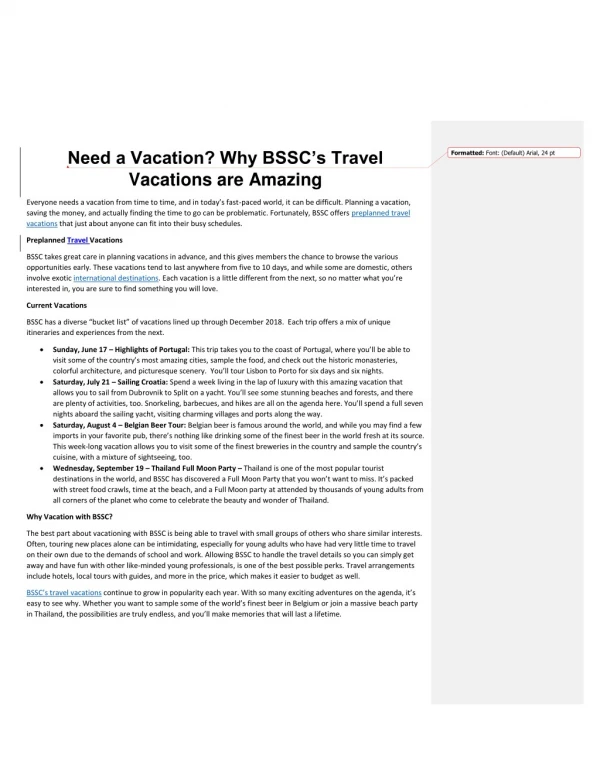 Need a Vacation? Why BSSCâ€™s Travel Vacations are Amazing