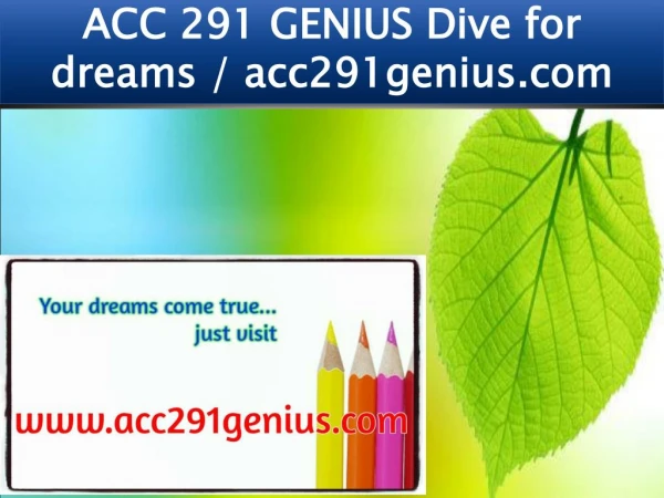 ACC 291 GENIUS Dive for dreams / acc291genius.com