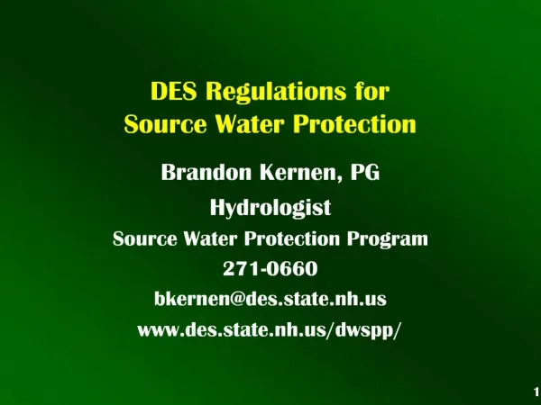 DES Regulations for Source Water Protection
