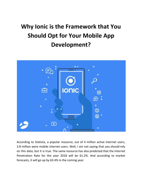 Why Ionic is the Framework that You Should Opt for Your Mobile App Development?