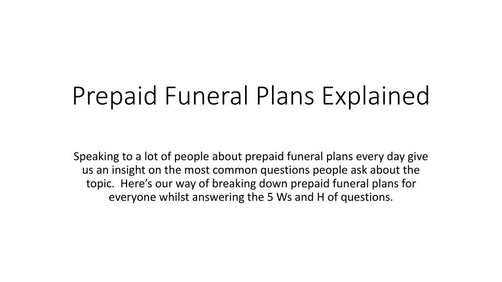 prepaid funeral plans explained