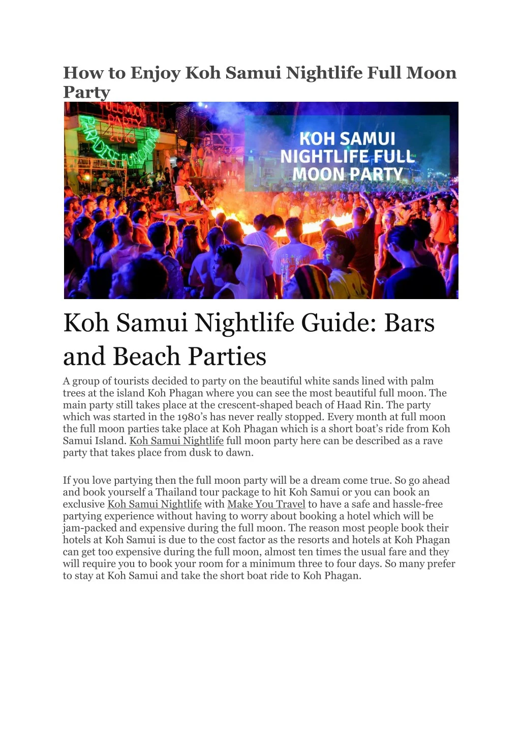 how to enjoy koh samui nightlife full moon party