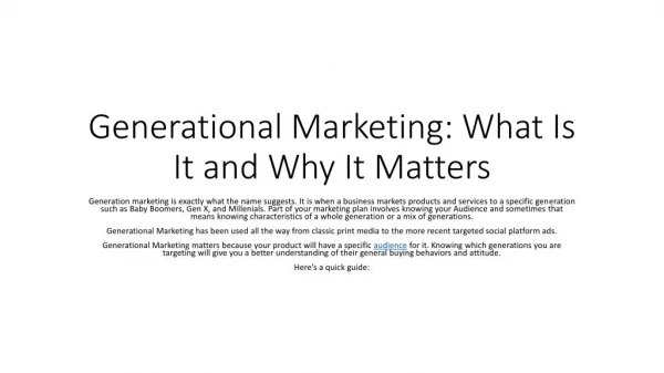 Generational Marketing: What Is It and Why It Matters