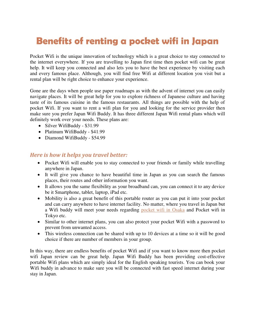 benefits of renting a pocket wifi in japan