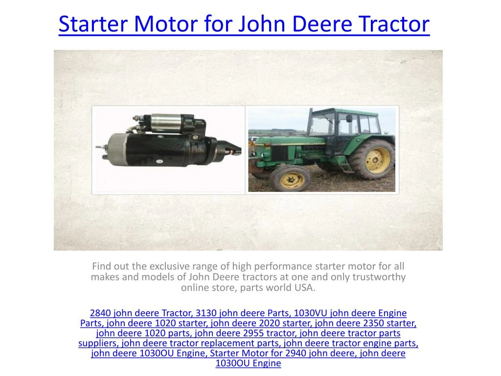starter motor for john deere tractor