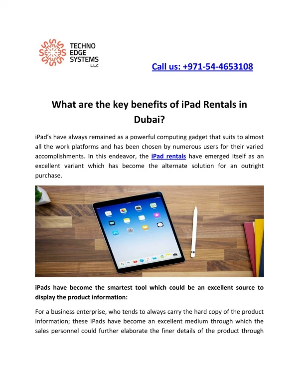 What are the key benefits of iPad Rentals in Dubai?
