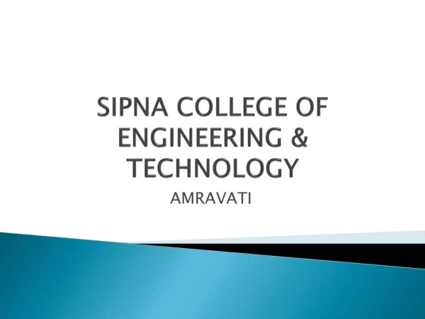 Top Engineering Colleges in Maharashtra |Sipna College | Amravati