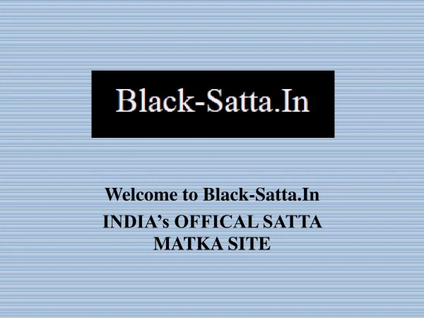 Black Satta Matka King