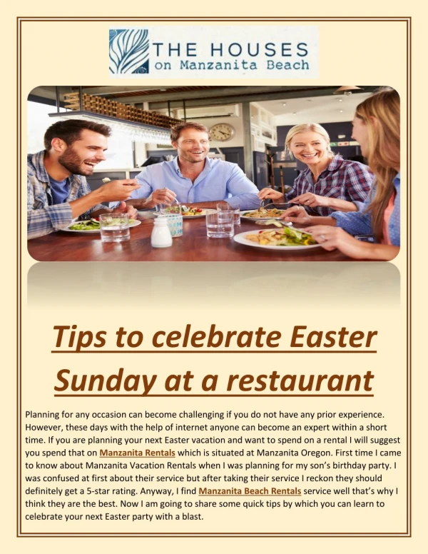 Tips to Celebrate Easter Sunday at a Restaurant