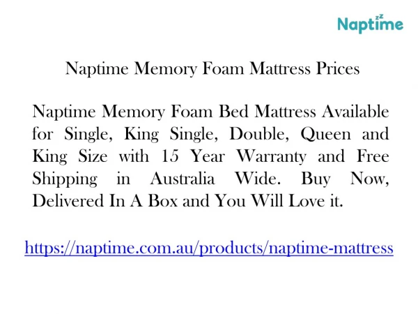 Naptime Memory Foam Mattress Prices