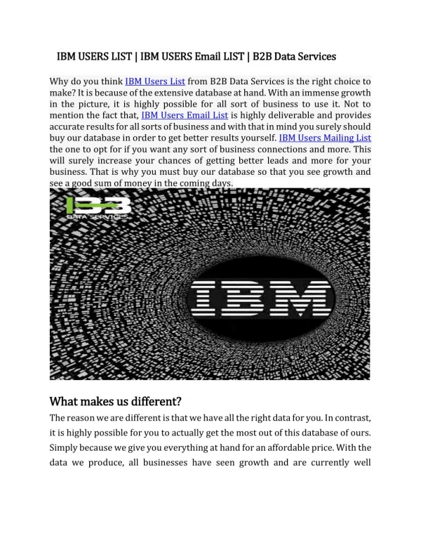 IBM USERS LIST | IBM USERS Email LIST | IBM USERS Mailing LIST