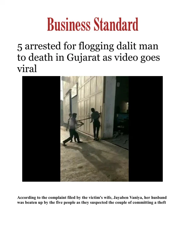 5 arrested for flogging dalit man to death in Gujarat as video goes viral 