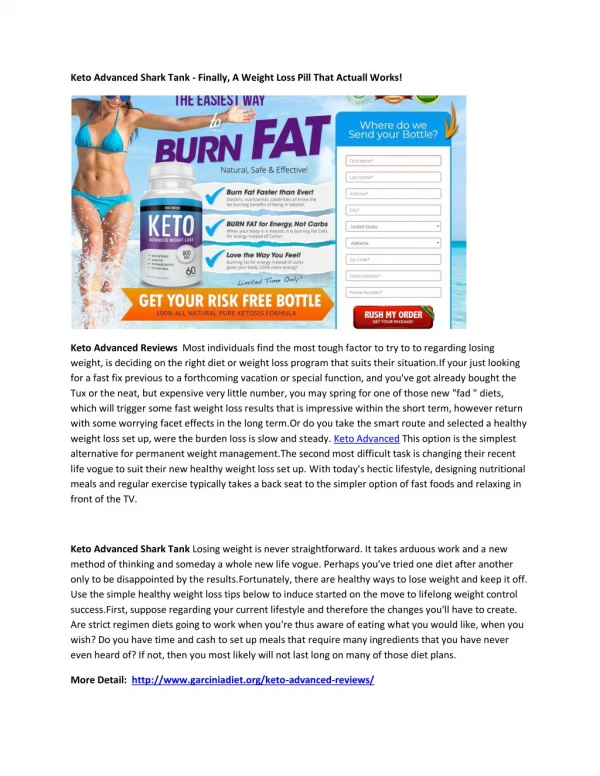 Keto Advanced Shark Tank - Boost Metabolism to Reduce weight