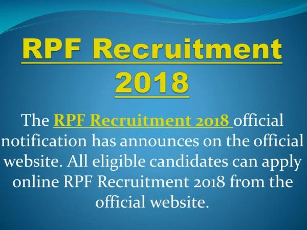 RPF Job 2018