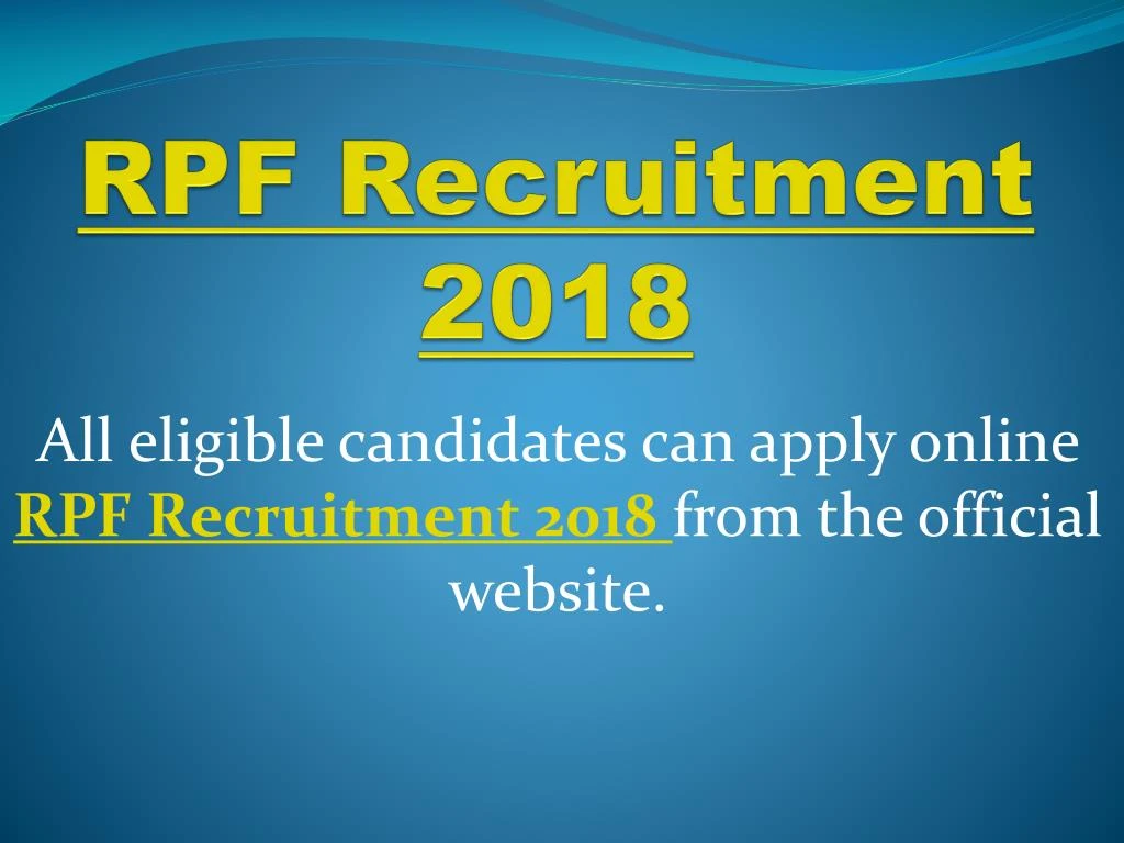 rpf recruitment 2018