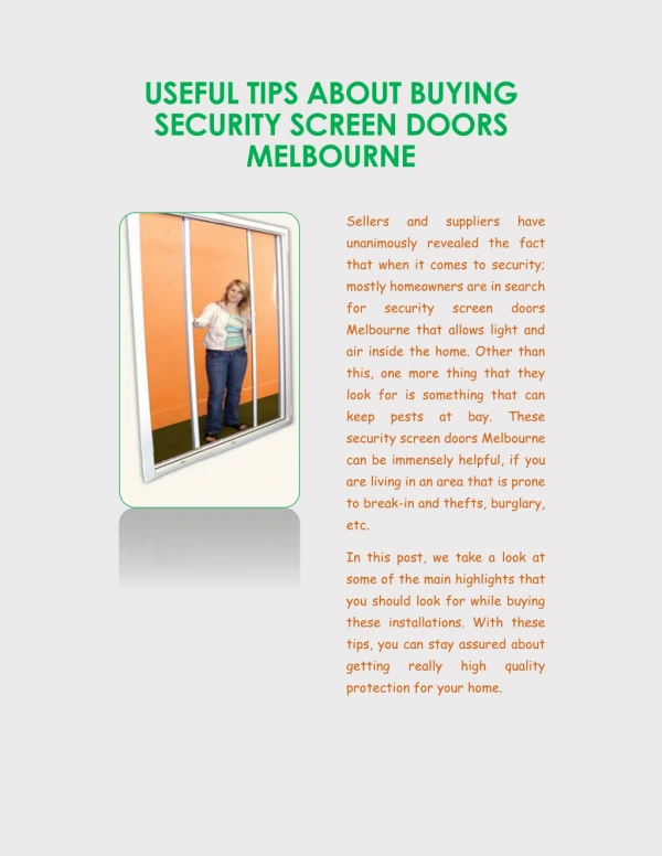 Useful Tips About Buying Security Screen Doors Melbourne