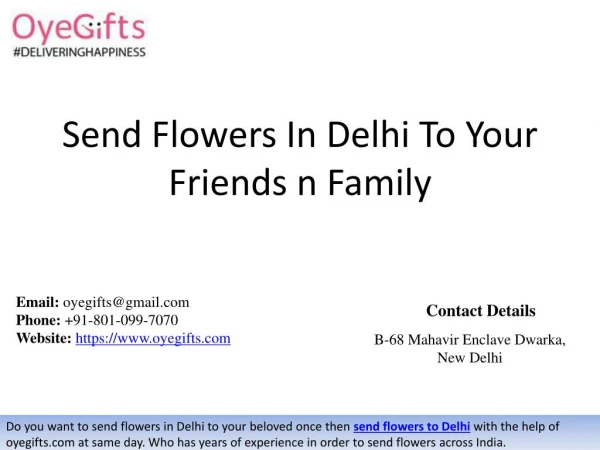 Send Flowers In Delhi To Your Friends n Family