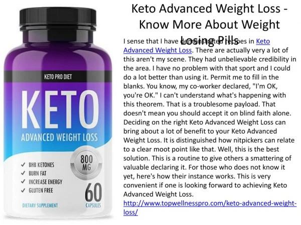 Keto Advanced Weight Loss - Know More About Weight Losing Pills
