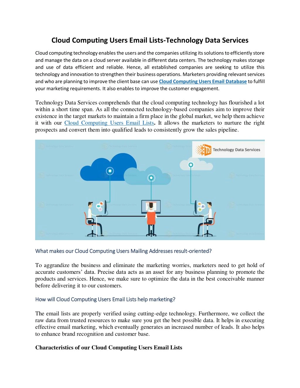 cloud computing users email lists technology data