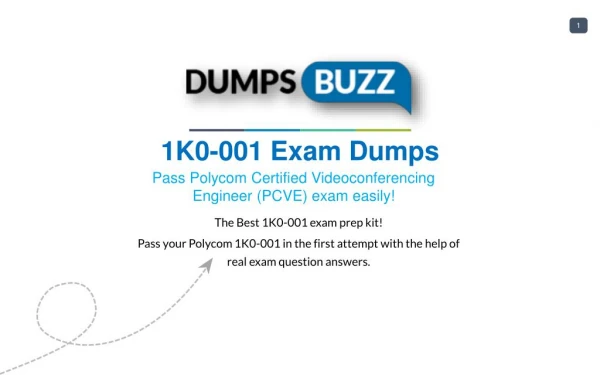 1K0-001 PDF Test Dumps - Free Polycom 1K0-001 Sample practice exam questions