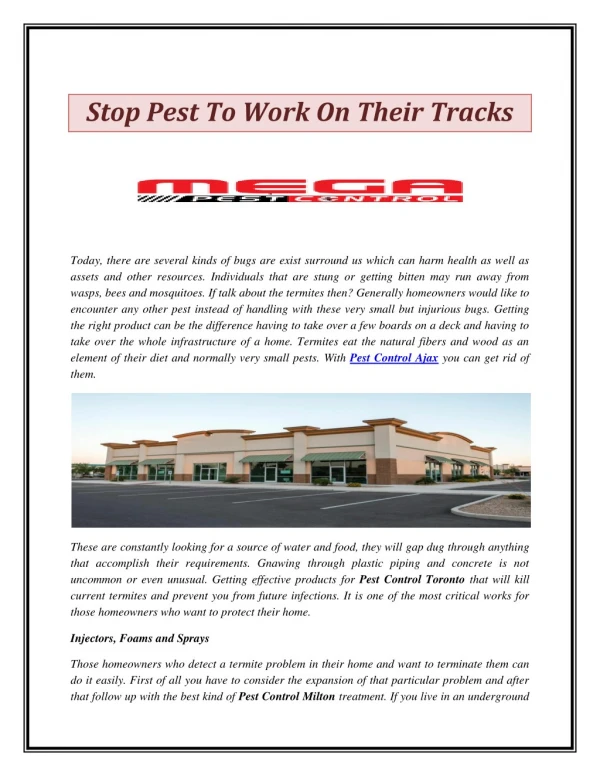 Stop Pest To Work On Their Tracks