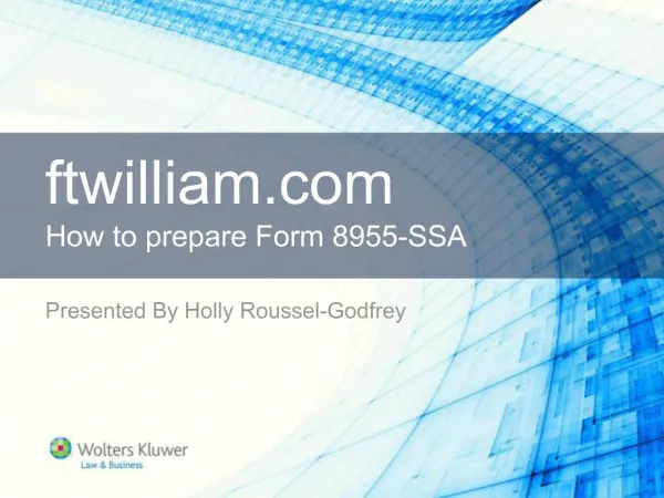 Ftwilliam How to prepare Form 8955-SSA