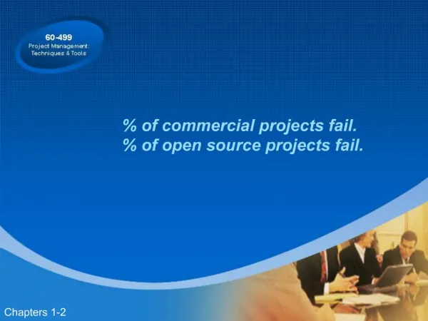 of commercial projects fail. of open source projects fail.