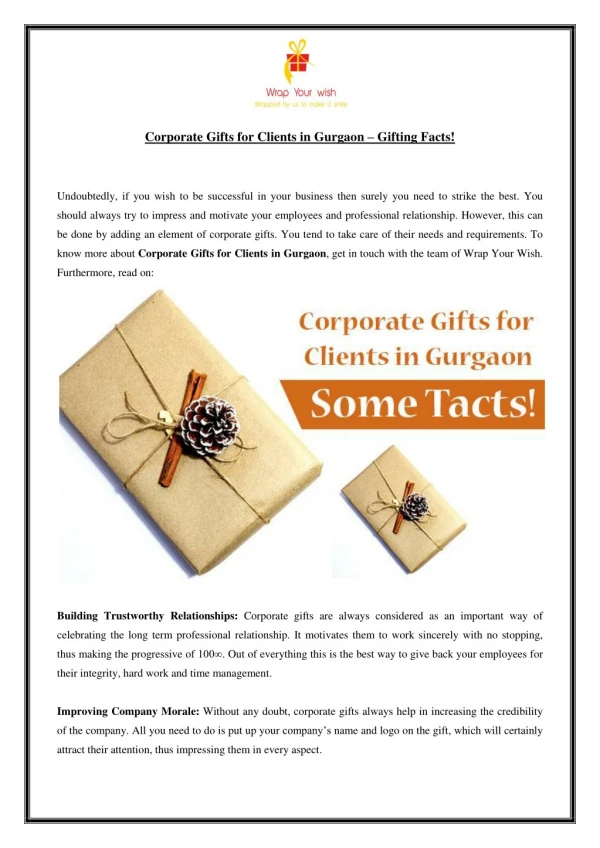 Corporate Gifts for Clients in Gurgaon – Gifting Relation Facts!