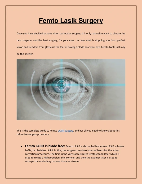 Femto LASIK Surgery | Contoura Vision India